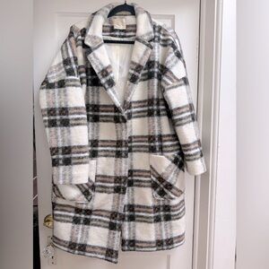 Rylee + Cru Brown Plaid Longline Women's Coat